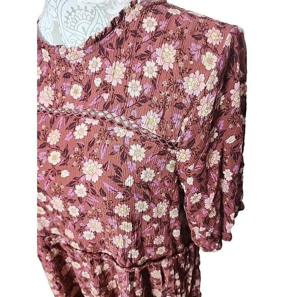 Knox Rose Mini Dress Boho Floral 100% Rayon Short Sleeve Women's XXL - Picture 2 of 8